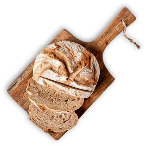 Okrągły chleb na desce do krojena